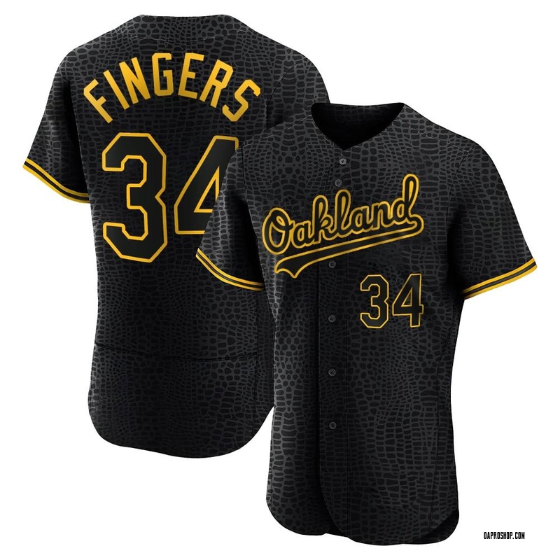 Rollie Fingers Men's Oakland Athletics Snake Skin City Jersey - Black  Authentic